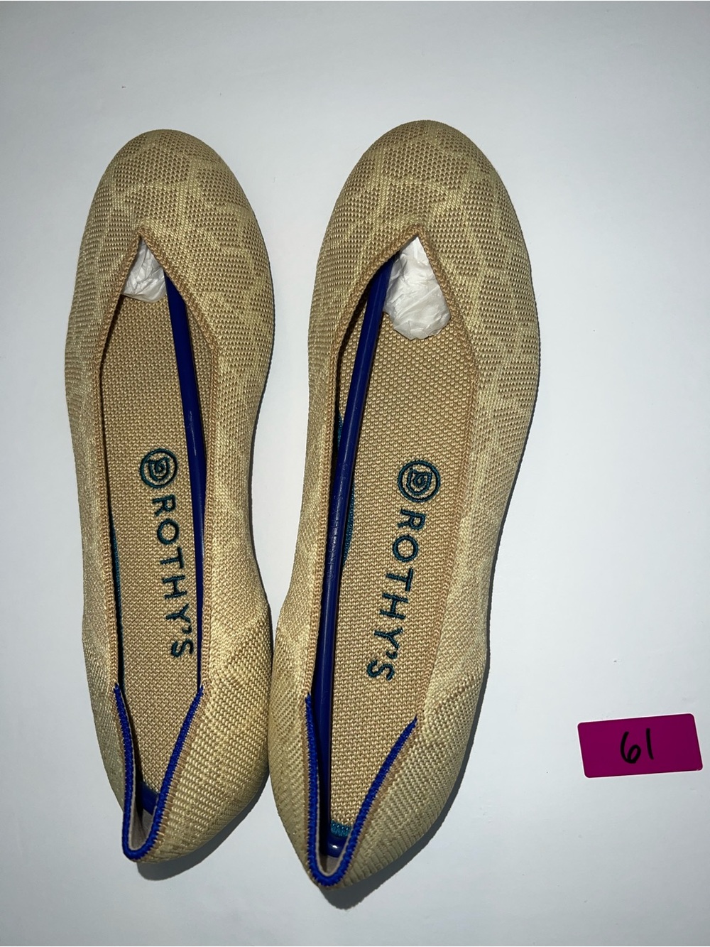 Rothy’s The Point Sand Beige Knit Flats 8.5 NWOT